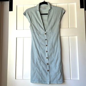 Checkered Collared Blue and White Dress